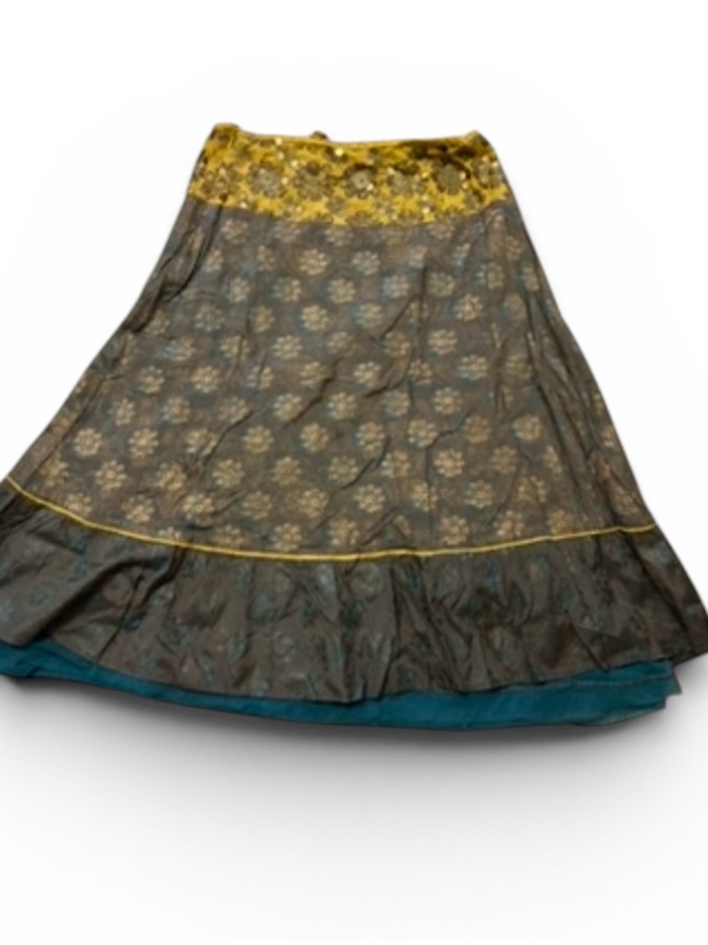 Vintage Yellow Waist Floral-Trim Skirt - Women